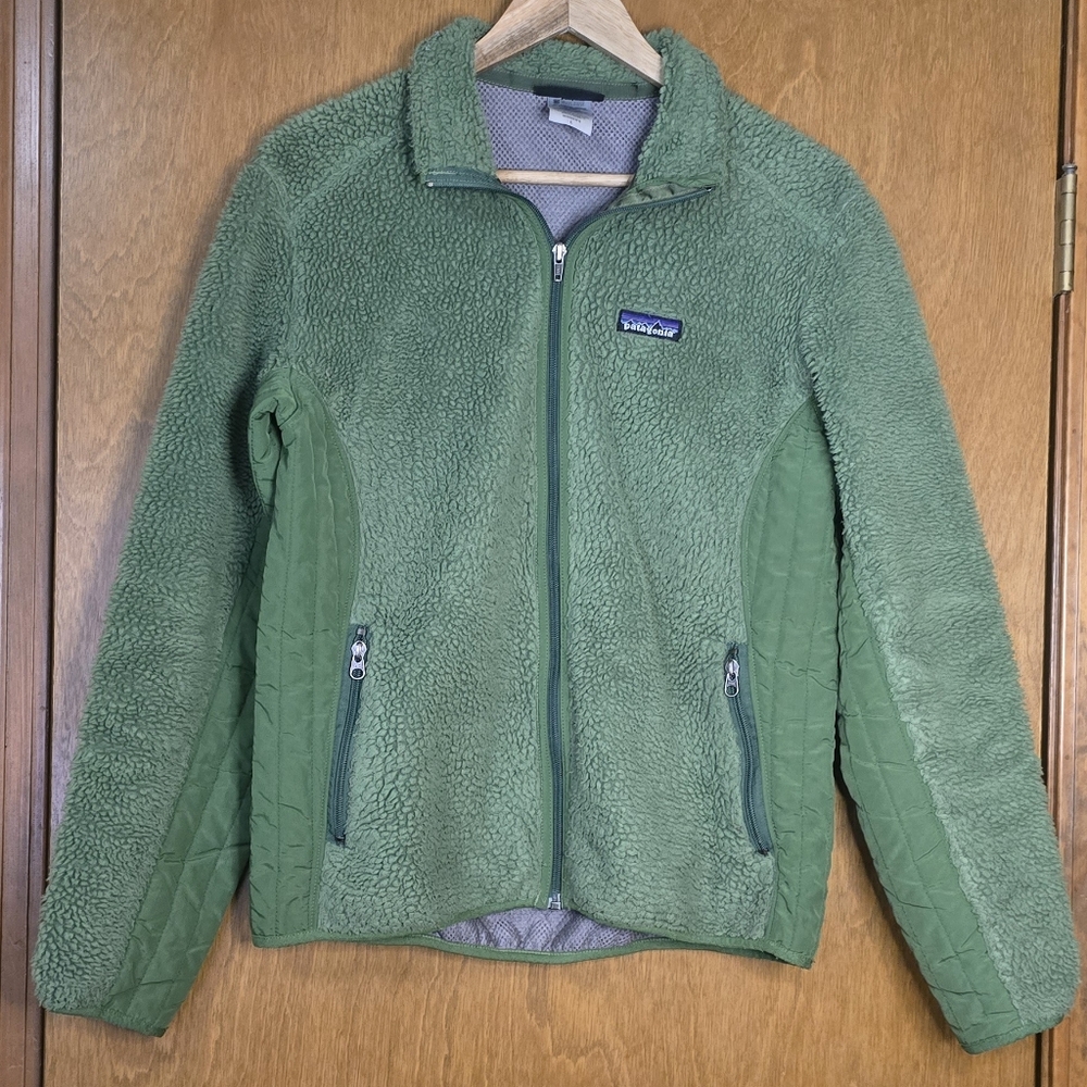 Patagonia Retro X 23071 Women's Deep Pile Fleece Sherpa Jacket Large Green Zip